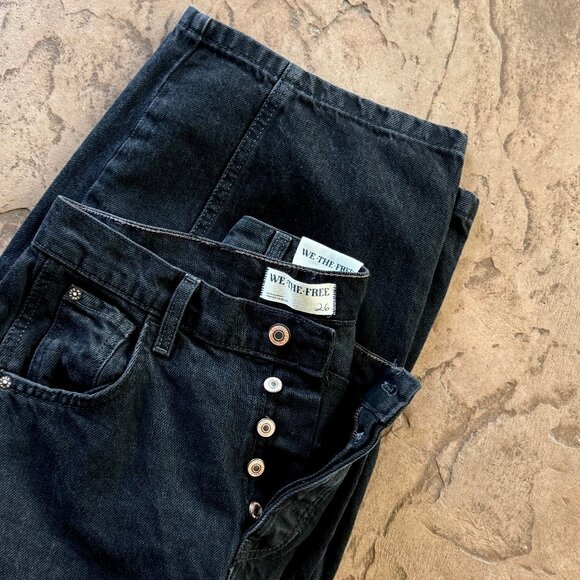 NWT We The Free Good Luck Mid-Rise Barrel Jeans in Black - Picture 3 of 6
